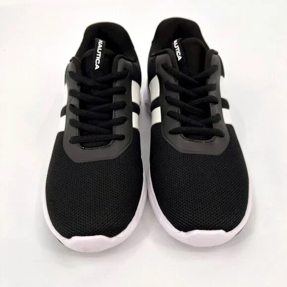 Nautica Manalapin Athletic Sneakers Size 7 Black White Lace-Up Mesh - Picture 3 of 12